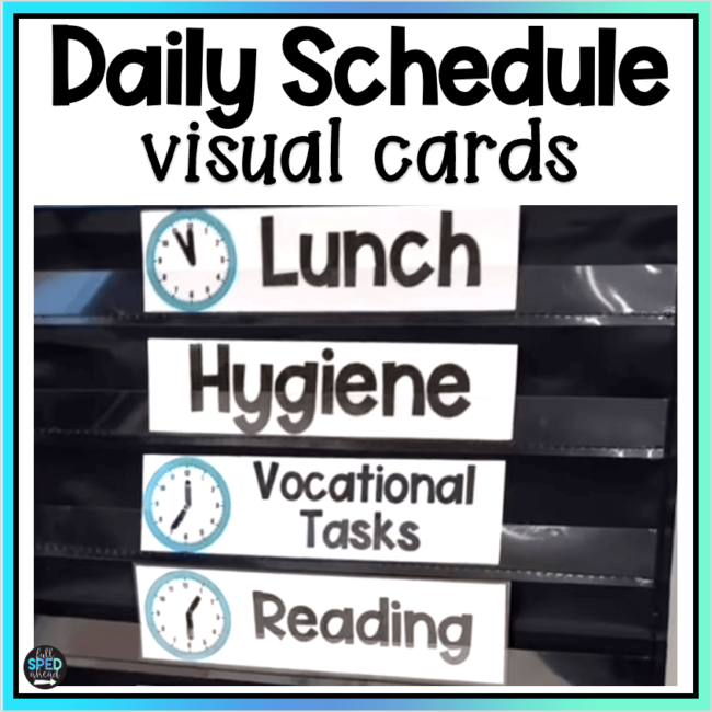 Free Visual Daily Schedule Cards for Special Education Pocket Chart Size